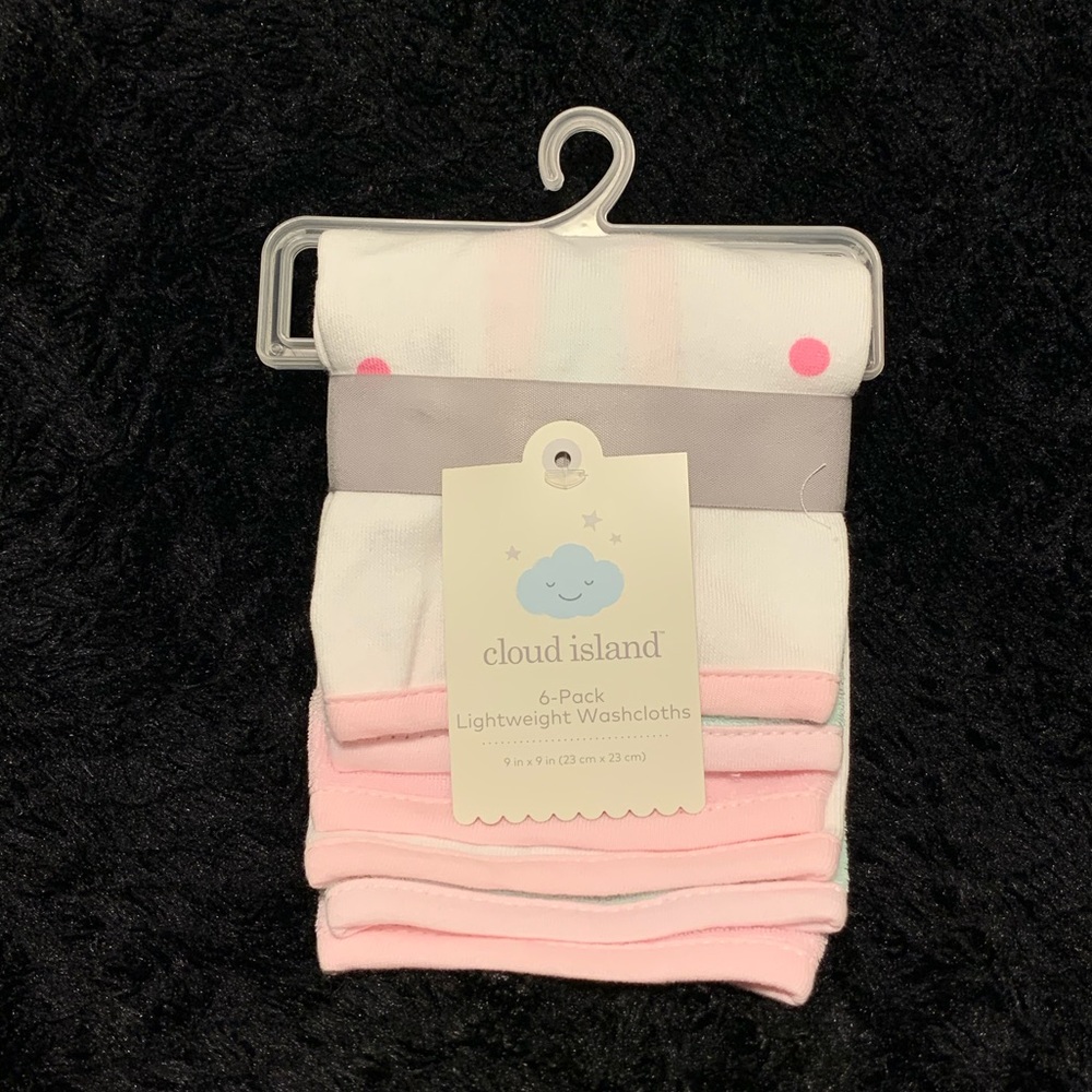🟣 CLOUD ISLAND BABY GIRL BATH WASHCLOTHS